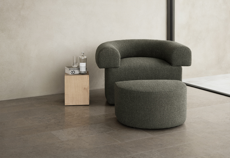 LOTTA AGATON Bouclé Armchair in the group Furniture / Benches & Footstools at Layered (FBLOTACDG)