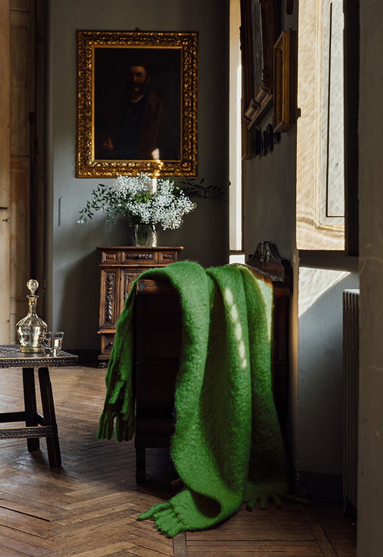 Chunky Mohair Blanket Grass Green