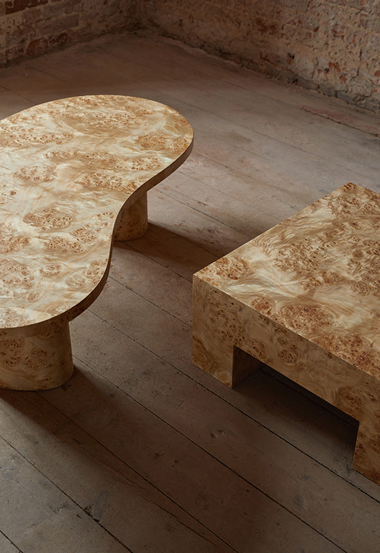 Square Coffee Table Burl Wood