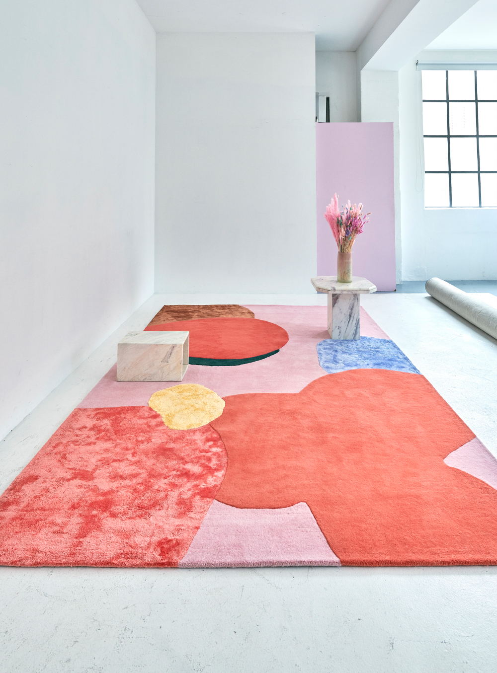 Layered Poppykalas colorful flower abstract wool rug