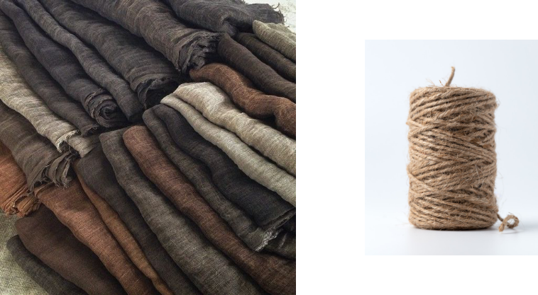 natural fabric and roll of twine