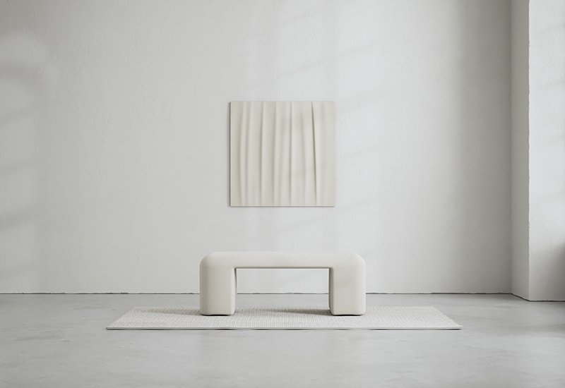 Lotta Agaton Bouclé Bench Pearly Off White 120 cm in the group Furniture / Furniture in stock at Layered (FBLOTBEPO120)