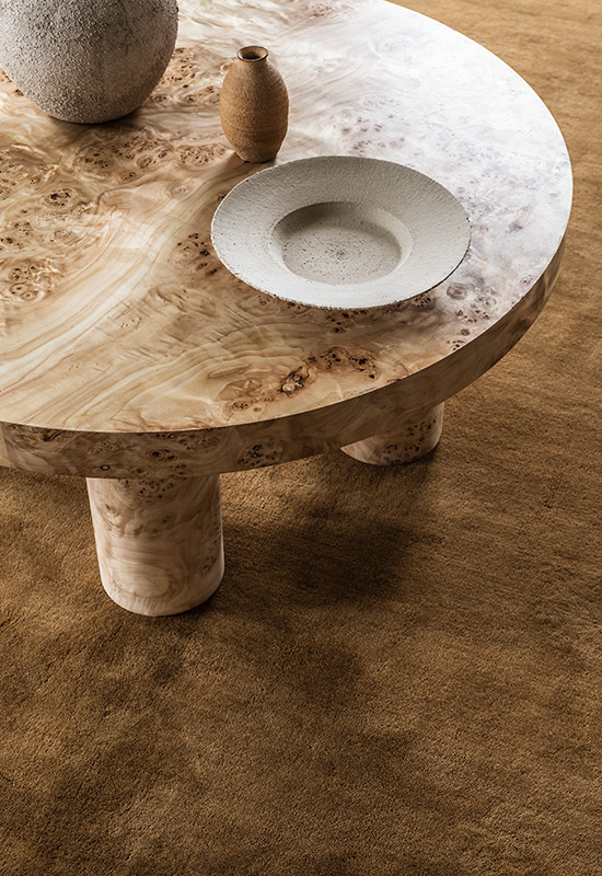 Round burl wood coffee shop table