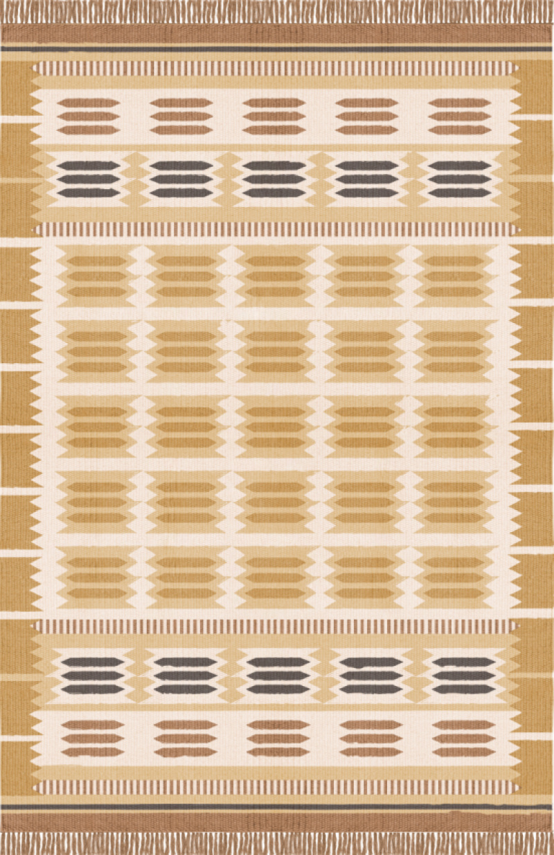 RÖLLAKAN WOOL RUG HILMA MARIGOLD in the group Rugs / All rugs / Patterned Rugs at Layered (ROHIMA)