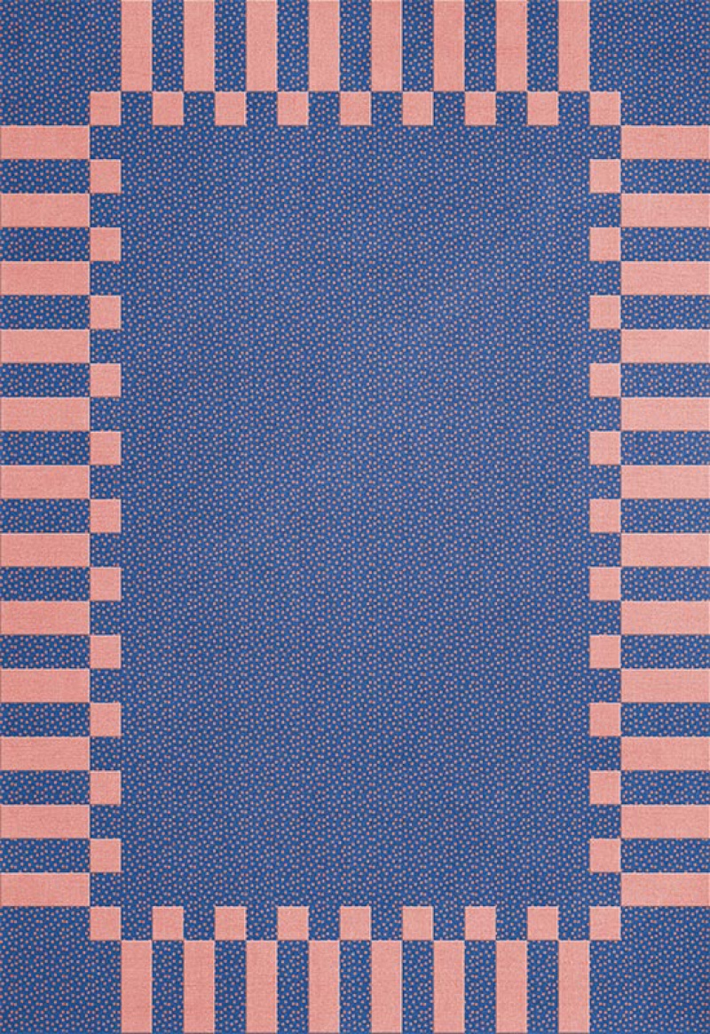 Teklan Frame Wool Rug Cobalt Salmon in the group Rugs / All rugs / Rugs in pastels at Layered (TKFRCB)